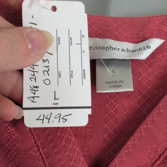 Christopher & Banks Textured Blouse in‎ Deep Rose New Large - Picture 7 of 8